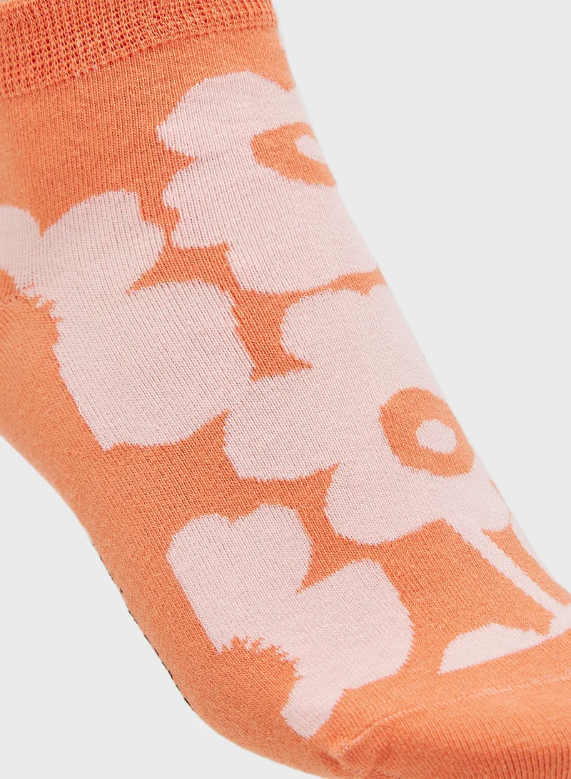 Ginger Cotton Floral Ankle Socks