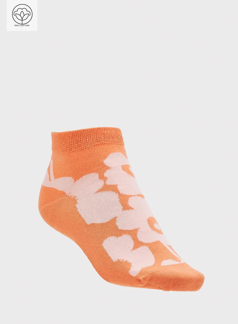 Ginger Cotton Floral Ankle Socks