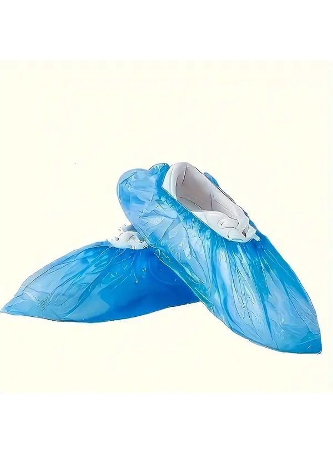 أغطية الأحذية الزرقاء القابلة للتصرف 100 قطعة مقاومة للماء ومضادة للانزلاق ومتينة وقابلة للطي وواقية للأحذية صحية للسفر والفنادق - Image 4