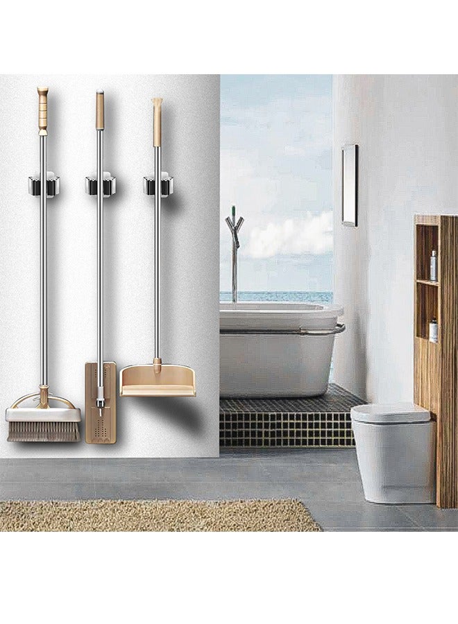 4 Piece Broom And Mop Holder, Heavy Duty Garden Tool Organizer Rake And Shovel Handles, Stainless Steel Mop Hook. Wall Mounted Utility Rack With Screws - Image 3