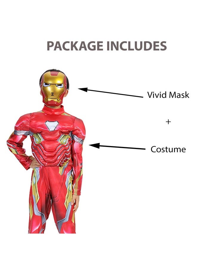 فريتراز - زي VRITRAZ Halloween Cosplay Superheros Muscular Arms Costume قماش ناعم للأطفال، مقاس S - أحمر - Image 1