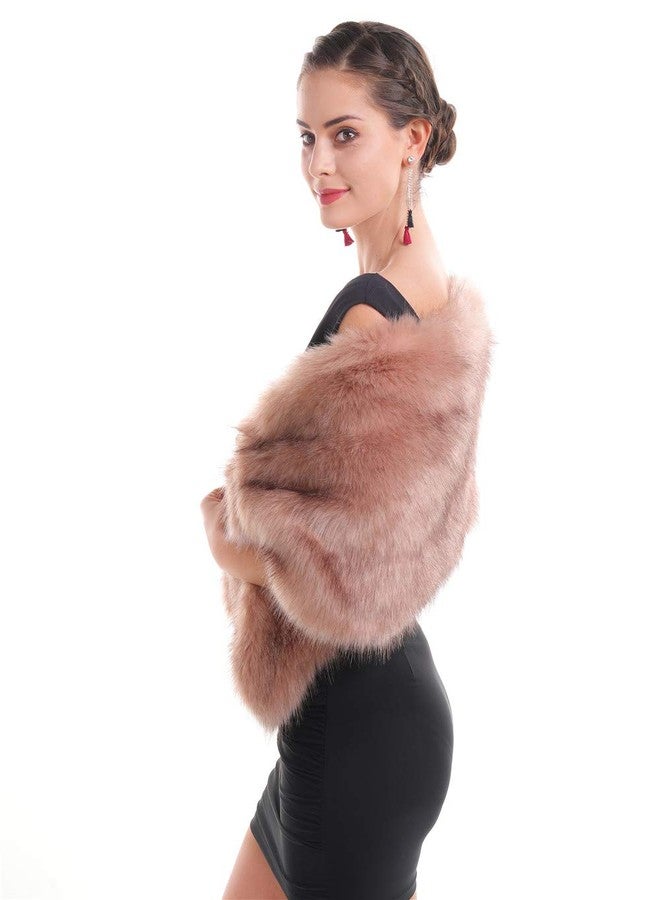SAFERIN Women's Winter Faux Fake Fur Straight Wedding Halloween Party Custume Accessory Scarf Wrap Collar Shawl Shrug(Wrap-Pink) - Image 4