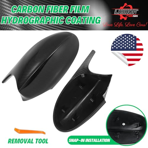 Qlhshop 1Pair Car Side Mirror Covers Caps Replacement for 2005-2008 BMW 3 Series E90 E91 E92 E93 320i 325i 330i Pre Lci Model Exterior Carbon Fiber Accessories Auto Tuning Body Parts & Trim - M Style - Image 3