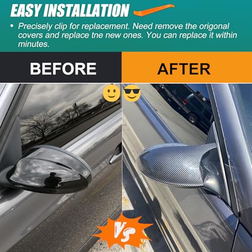 Qlhshop 1Pair Car Side Mirror Covers Caps Replacement for 2005-2008 BMW 3 Series E90 E91 E92 E93 320i 325i 330i Pre Lci Model Exterior Carbon Fiber Accessories Auto Tuning Body Parts & Trim - M Style - Image 2