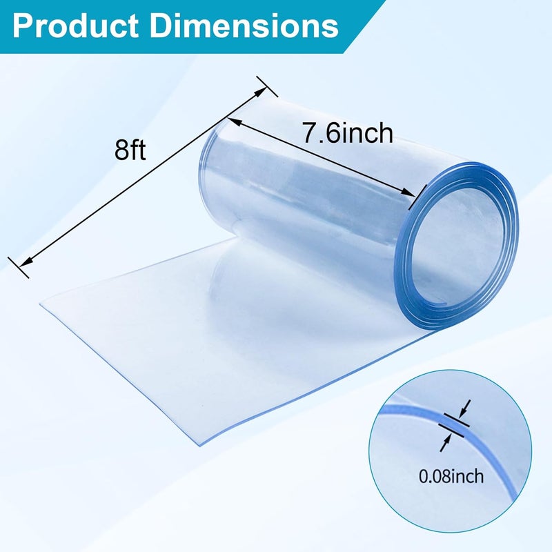 Toriexon Plastic Door Strips 8’ x 7.6", Vinyl Strip Curtain 0.08” Thickness, Smooth Plastic Door Curtain for Walk in Cooler Commercial Entry, DIY Dog Cat House Entry - Image 2