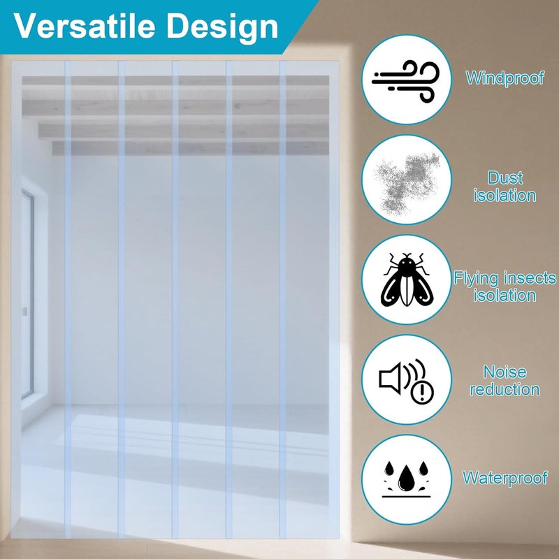 Toriexon Plastic Door Strips 8’ x 7.6", Vinyl Strip Curtain 0.08” Thickness, Smooth Plastic Door Curtain for Walk in Cooler Commercial Entry, DIY Dog Cat House Entry - Image 4