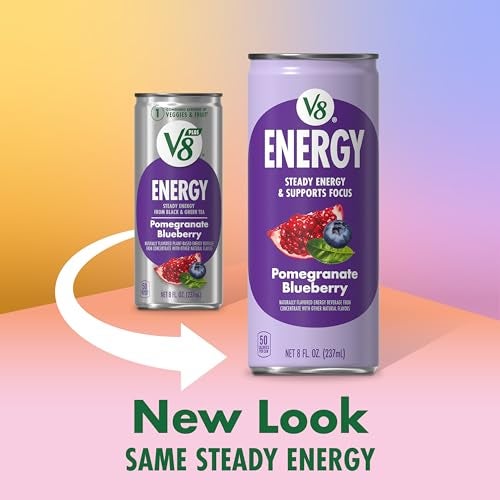 V8 Energy Pomegranate Blueberry Energy Drink, 8 fl oz Can (24 Pack) - Image 2