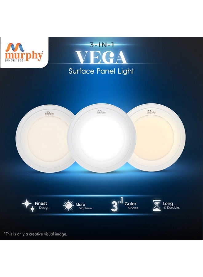 Murphy 15W Vega 3-in-1 Round LED Panel Color Changing Surface Light (Cool White/Warm White/Natural White, Pack of 6) - Image 4