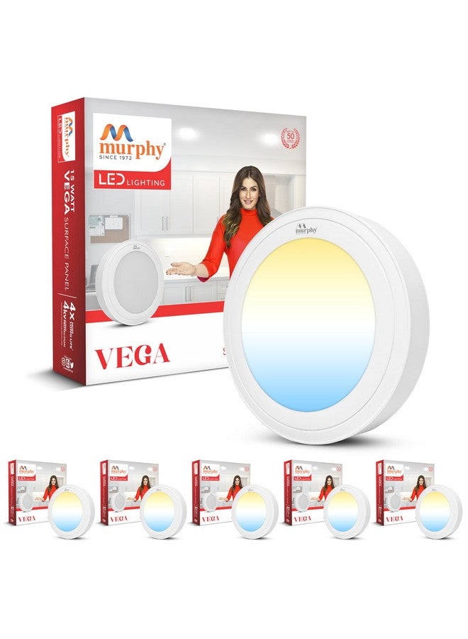 Murphy 15W Vega 3-in-1 Round LED Panel Color Changing Surface Light (Cool White/Warm White/Natural White, Pack of 6) - Image 1