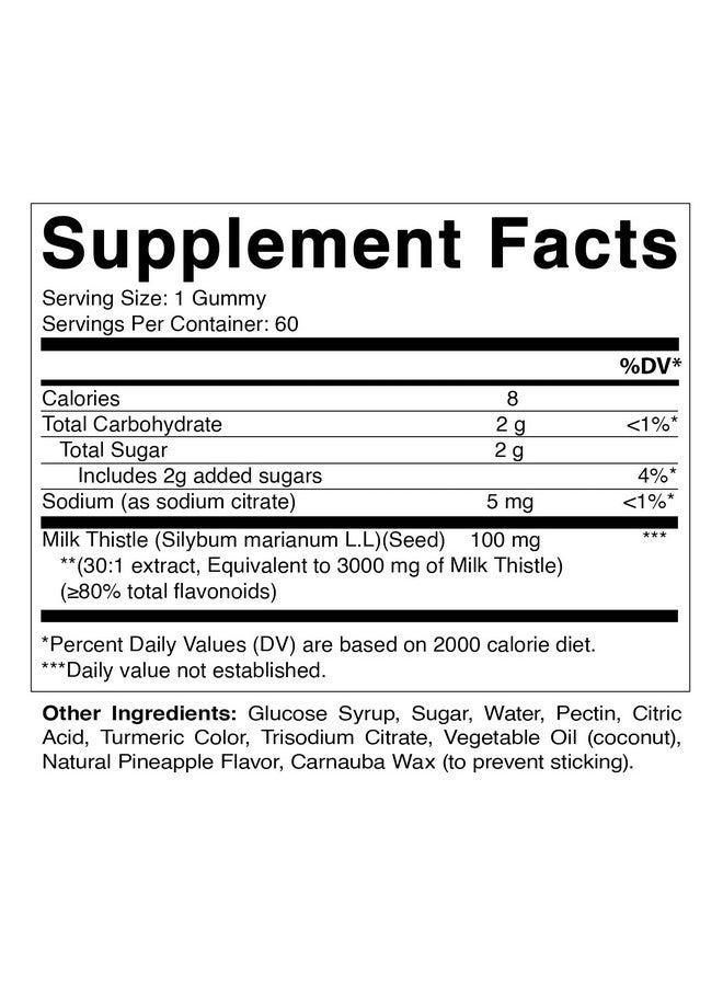 Vitamatic Milk Thistle Gummies- 10000 mg Equivalent Per Serving (from 50:1 Extract 200 mg)- Liver Detox & Anti Oxidant Health - Min. 80% Silymarin Flavonoids - 60 Pectin Based Gummies - Image 2