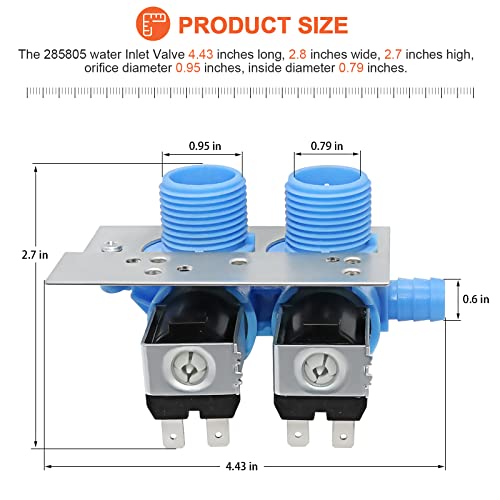 Beaquicy 𝟮𝟬𝟮𝟱 𝙐𝙥𝙜𝙧𝙖𝙙𝙚 285805 Washer Water Inlet Valve with Mounting Bracket - Suitable for Whirlpool Kenmore Kitchen-Aid Washer - Replaces 292197 3349451 3354565 KAWS850JQ4 LSQ8243HQ0 7MLSC9545JQ2 - Image 5