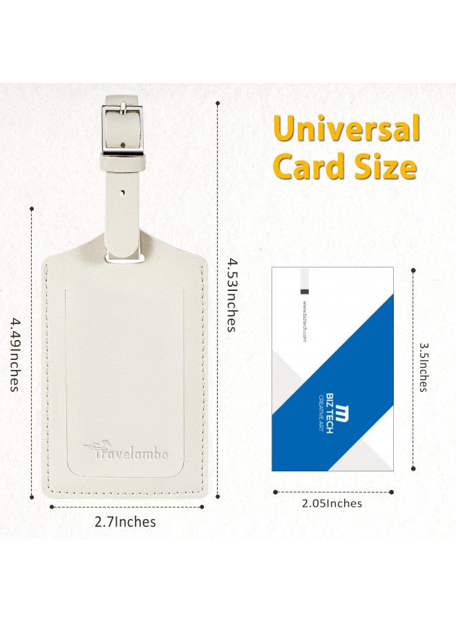 Travelambo Travelambo 4 Pack Leather Luggage Tags for Suitcases Travel Labels (Ivory) - Image 1