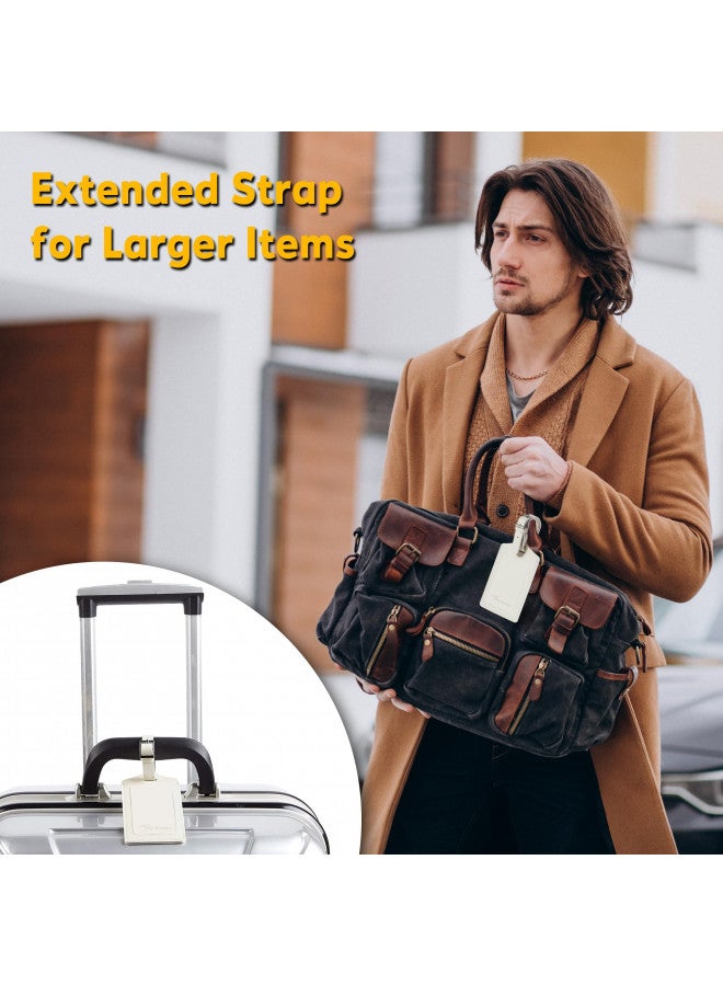 Travelambo Travelambo 4 Pack Leather Luggage Tags for Suitcases Travel Labels (Ivory) - Image 4