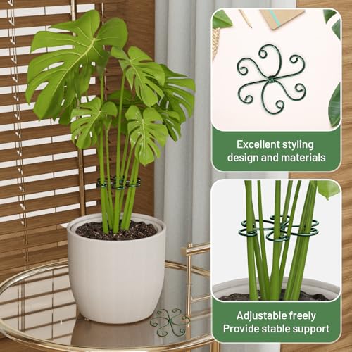 Yeomant 4PCS Green Iron Monstera Support, Uniquely Designed Plant Support Stakes for Indoor Plants, Stable Plant Stakes and Supports, Turtle Shell Bamboo Clamp Set for Thriving Growth - Image 3