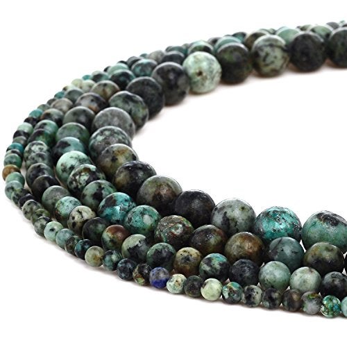 RUBYCA Natural African Turquoise Gemstone Round Loose Beads for DIY Jewelry Making 1 Strand - 10mm - Image 1