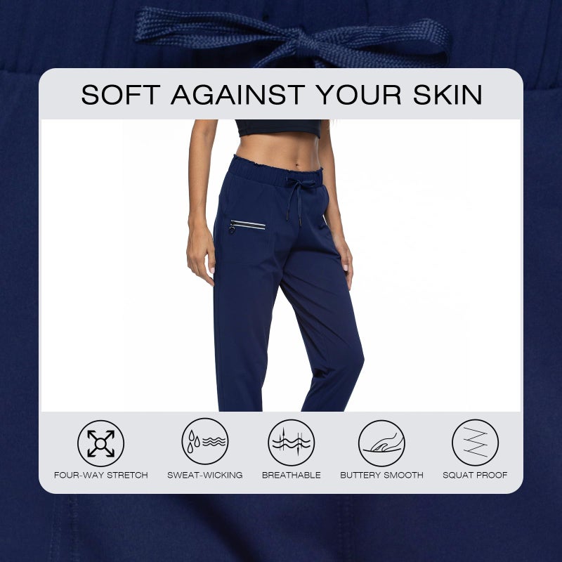 Haowind Joggers for Women with Pockets Elastic Waist Workout Sport Gym Pants Comfy Lounge Yoga Running Pants(Navy Blue M) - Image 4