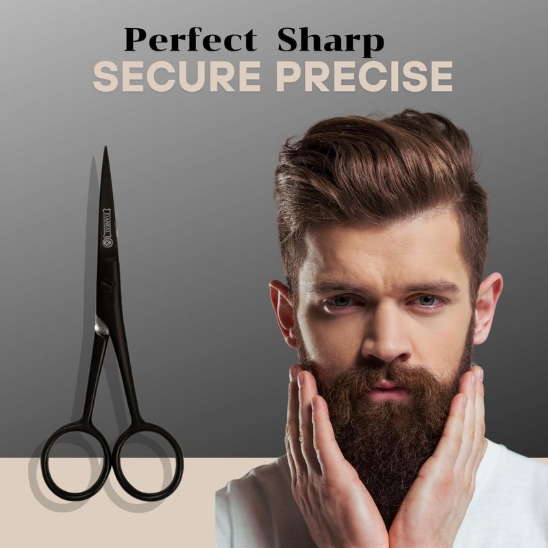 DANIAL 4.5" Professional Hair Cutting Scissor For Beard, Moustache - Travel Pouch - Perfect Beard Trimming Scissors for All Facial Hair Scissors - Grooming Scissor - Image 3