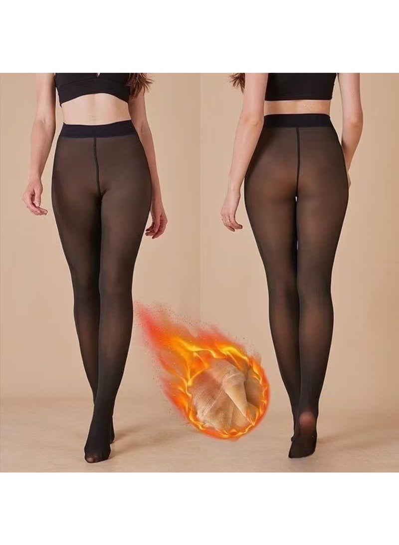 Deyvi Women's Fleece Lined Tights - Fake Sheer Warm Pantyhose Thick Winter Leggings - Image 1