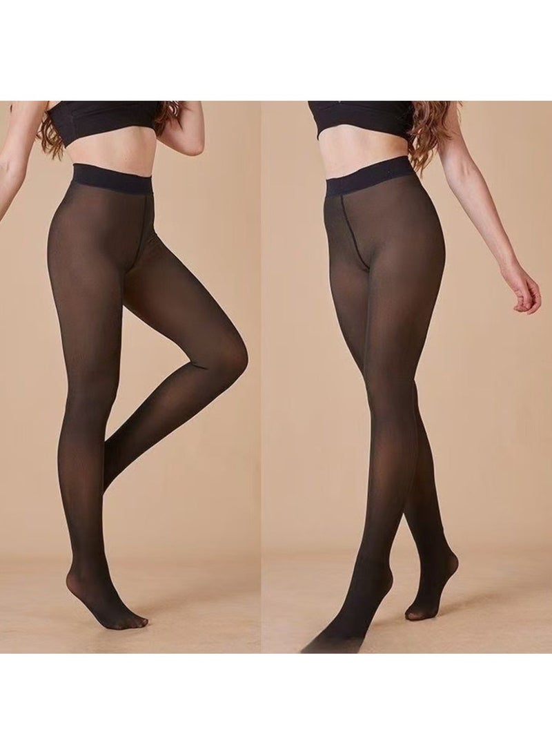 Deyvi Women's Fleece Lined Tights - Fake Sheer Warm Pantyhose Thick Winter Leggings - Image 3