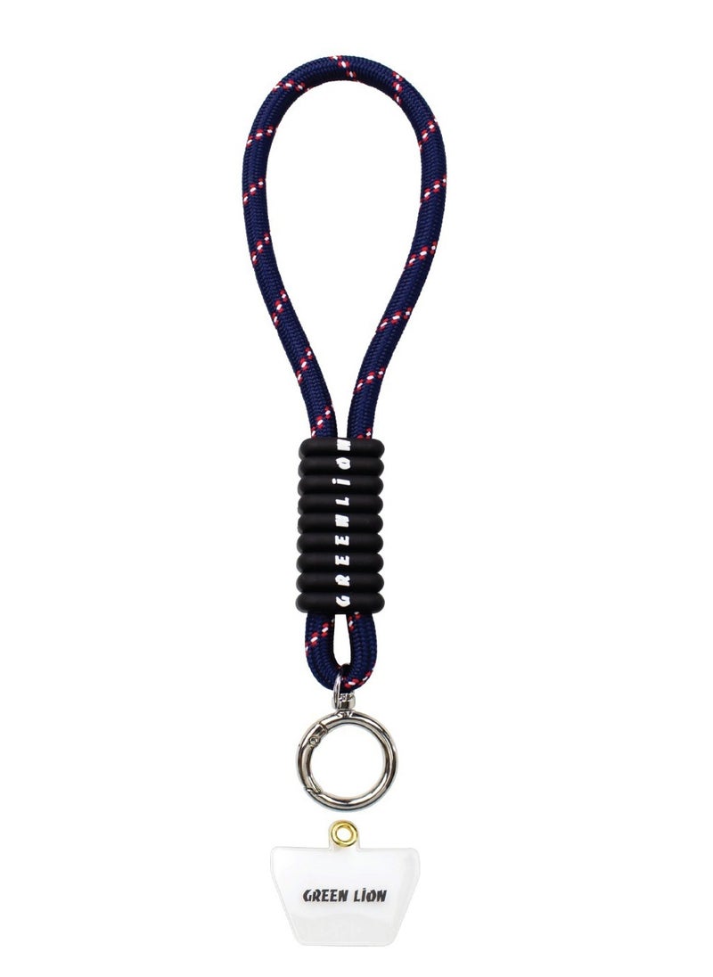 GREEN LION - Hand Wrist Strap Zinc Alloy Spring Ring 40cm / Mobile Phone Compatible / Hands-Free Convenience / Tangle-Free / Soft and Durable Wrist Band / Safe and Secure Phone Grip - Dark Blue - Image 1