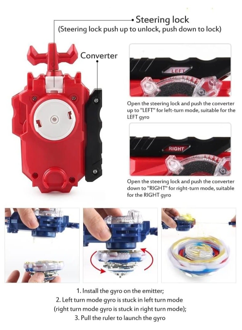 Battling Tops Box Set, Burst Gyro Toys 12 Spinning Tops + 2 Launchers + Stickers Combat Battling Game with Portable Box Gift for Kids Children Boys 499, One Size  - Image 5