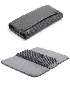 Generic Dish Drying Rack and Dish Organizer - Dish Drying Rack and Dish Drying Mat in One - Super Absorbent Kitchen Towel with Foldable Dish Organizer  - Image 1