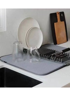 Generic Dish Drying Rack and Dish Organizer - Dish Drying Rack and Dish Drying Mat in One - Super Absorbent Kitchen Towel with Foldable Dish Organizer  - Image 2