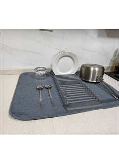 Generic Dish Drying Rack and Dish Organizer - Dish Drying Rack and Dish Drying Mat in One - Super Absorbent Kitchen Towel with Foldable Dish Organizer  - Image 3