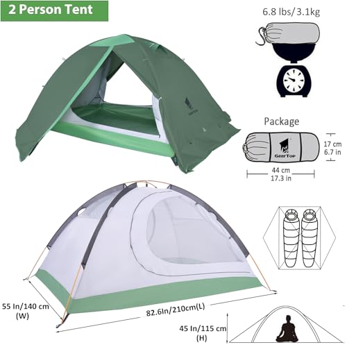 GEERTOP Lightweight 2 Person Backpacking Tent 4 Season Double Layer Waterproof Cold Weather Tent for Camping,Hunting, Hiking, Climbing, Outdoor Travel - Easy Set Up - Image 5