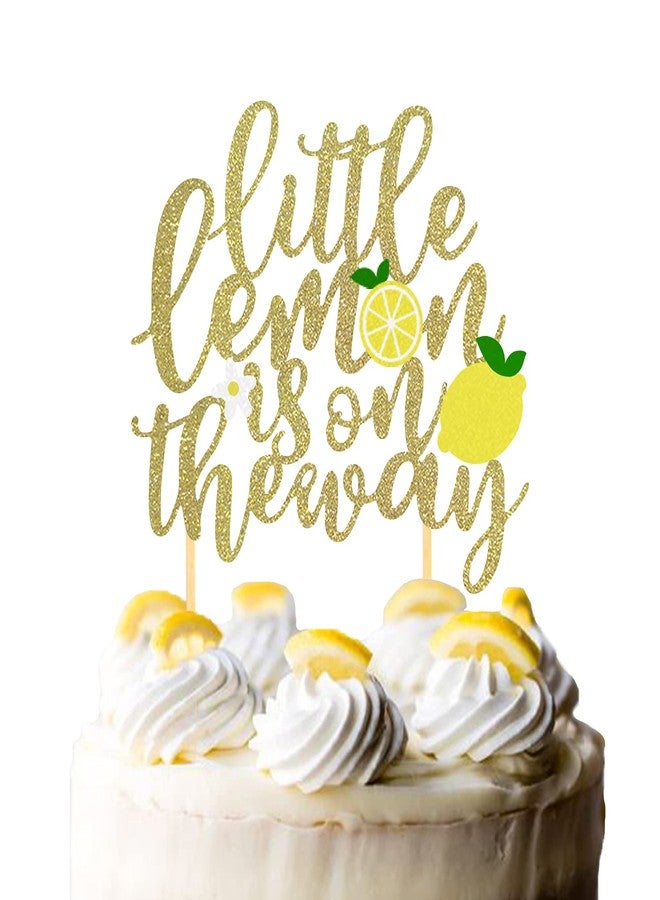 Moitkptt Gold Glitter Little Lemon is on the Way Cake Topper Baby Shower Theme Cake Decorations Boys Girls Birthday Party Supplies - Image 2