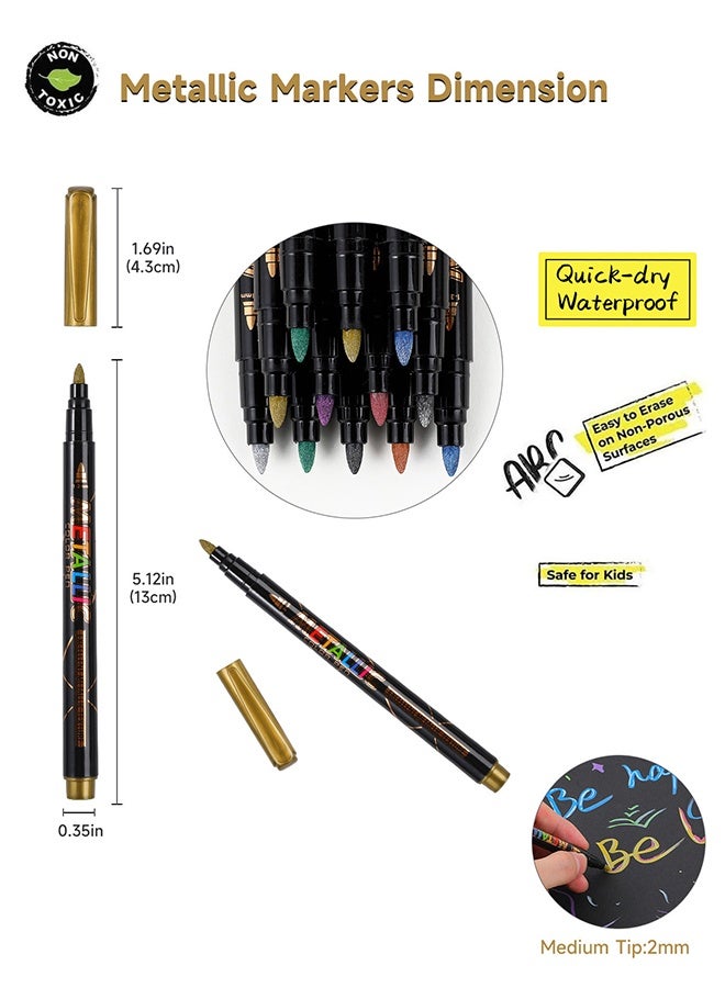 SHANDS 12 Colors Temporary Tattoo Markers for Skin, Tattoo Pen, Glitter & Matte & Neon Glow Body Marker Set, Removable Fake Tattoos Kit for Teens and Adult - Image 2