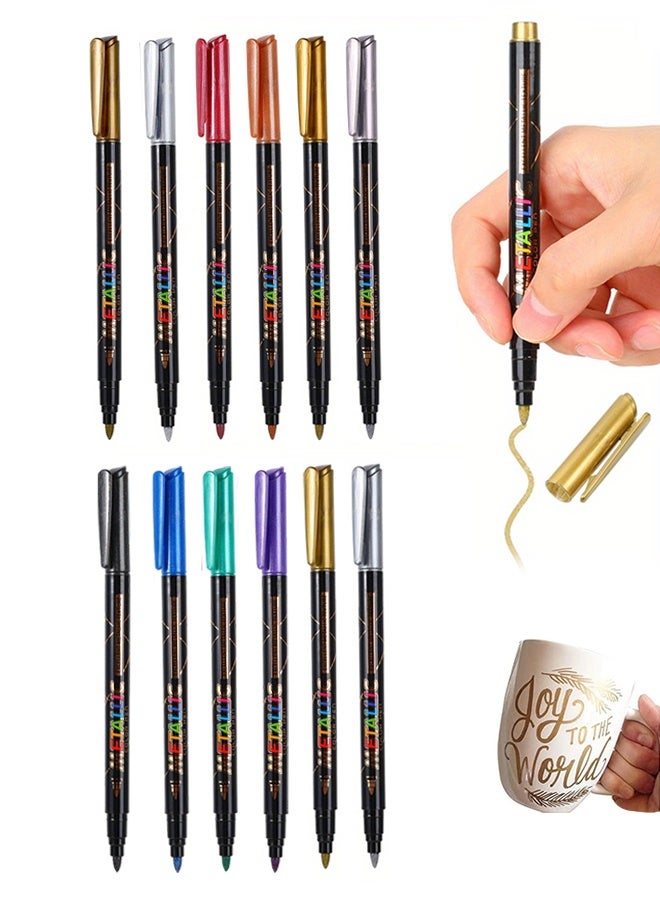 SHANDS 12 Colors Temporary Tattoo Markers for Skin, Tattoo Pen, Glitter & Matte & Neon Glow Body Marker Set, Removable Fake Tattoos Kit for Teens and Adult - Image 1
