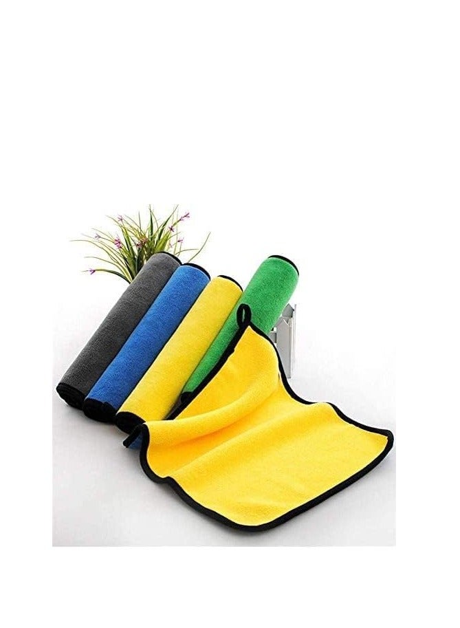 Generic Microfiber Cleaning Cloth (Pack of 4) – Super Absorbent Car Towels for Washing & Drying – 40x40cm Multipurpose Drying Towels with Free Sponge – Scratch-Free for Cars, Glass, & Household Cleaning - Image 2