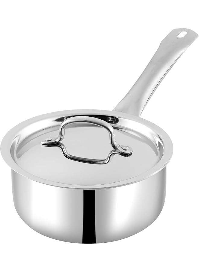 VINOD Platinum Triply Stainless Steel Saucepan With Lid   1.6 Litres (16 Cm), Vts016, | Induction & Gas Friendly, Heavy Bottom - Image 1