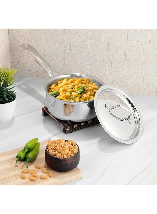 VINOD Platinum Triply Stainless Steel Saucepan With Lid   1.6 Litres (16 Cm), Vts016, | Induction & Gas Friendly, Heavy Bottom - Image 4