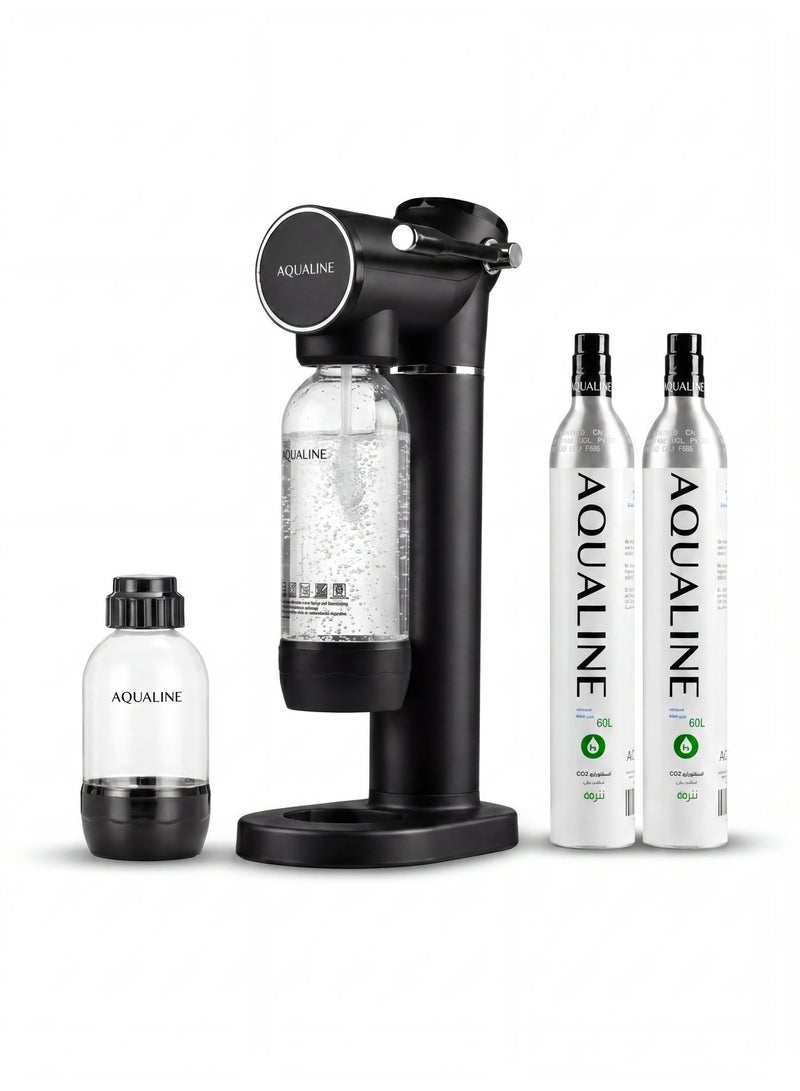 AQUALINE ESSENCE Sparkling Water Maker | Soda Maker | Premium Kit | 2× CO₂ Cylinders | Black - Image 1