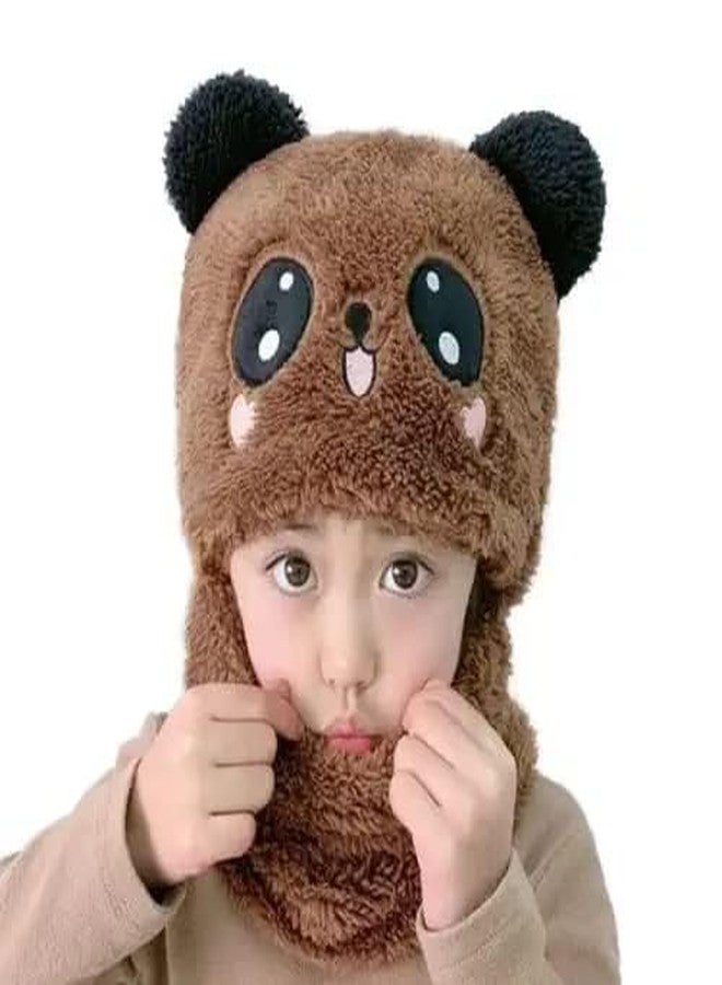 TRUE INDIAN Monkey Unisex Baby Winter Cap Panda Cartoon Monkey Cap, Toddler Hat, Baby Stripe Woolen Cap, for Baby Boy & Baby Girl (4 Years, 5 Years, Brown) - Image 2