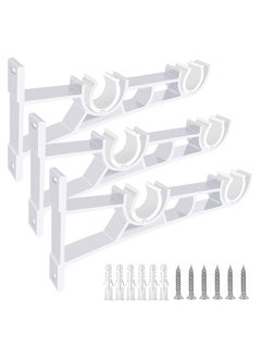 Oasisgalore Curtain Rod Bracket Double Curtain Rod Holder White  - Image 1