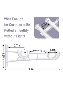 Oasisgalore Curtain Rod Bracket Double Curtain Rod Holder White  - Image 2