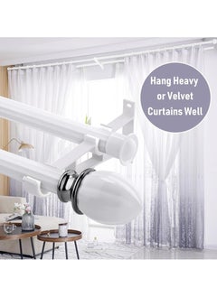Oasisgalore Curtain Rod Bracket Double Curtain Rod Holder White  - Image 3