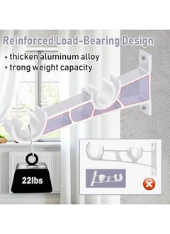Oasisgalore Curtain Rod Bracket Double Curtain Rod Holder White  - Image 4