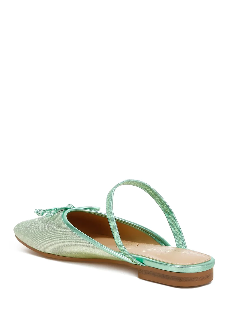 London Rag Glitter Ballet Mules in Champagne Green