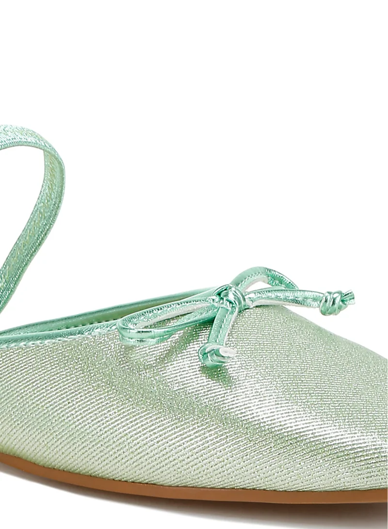 London Rag Glitter Ballet Mules in Champagne Green
