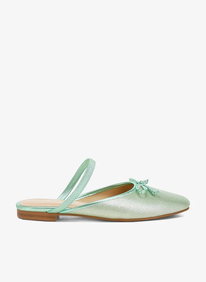 Glitter Ballet Mules in Champagne Green