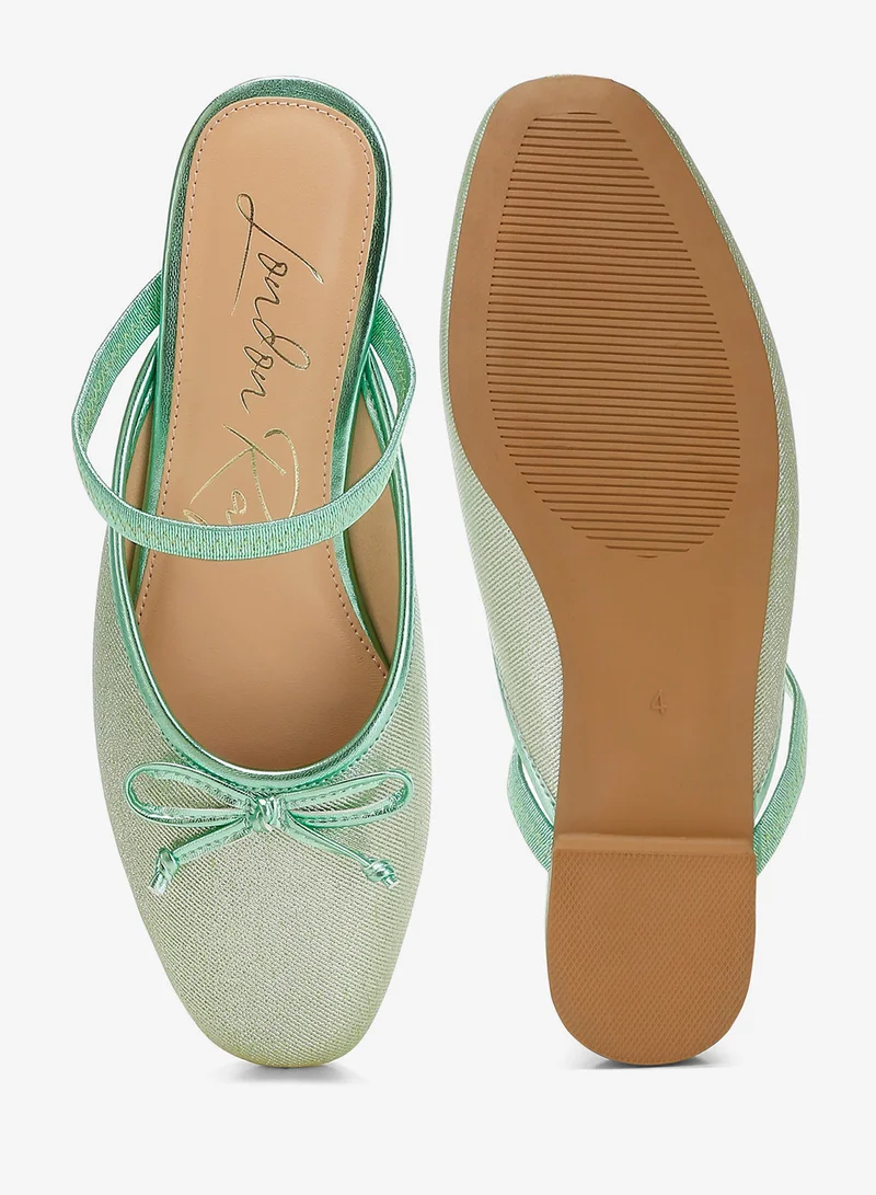 London Rag Green Glitter Ballet Mules in Champagne Green for Women | Best Price UAE