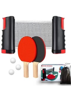 founder Ping Pong Paddle Set,Portable Table Tennis Set with Retractable Net,2 Rackets,3 Balls And Carry Bag for Children Adult Indoor/Outdoor Games  - Image 1