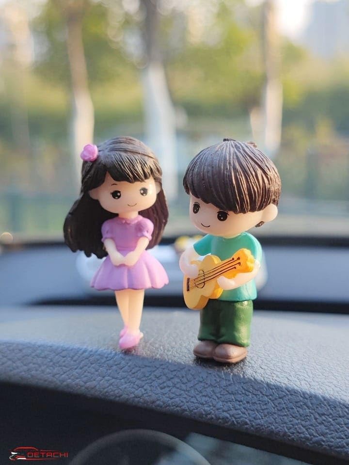 DETACHI Dashboard Toys - Cute Couple Car Ornament for Decoration, Ideal Gift for Car Lovers, Durable Interior Accessories, with 4 Resin Adhesive Stickers (Purple) Temp resistant - Image 3