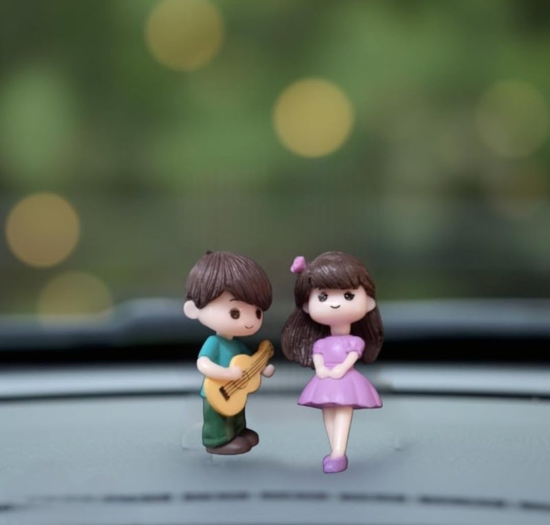 DETACHI Dashboard Toys - Cute Couple Car Ornament for Decoration, Ideal Gift for Car Lovers, Durable Interior Accessories, with 4 Resin Adhesive Stickers (Purple) Temp resistant - Image 1