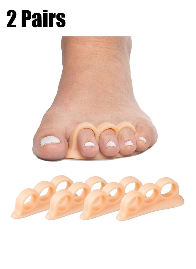 HY 2 pairs Hammertoe Corrector Gel Toe Straighteners with 3 Separator Loops - Realign Bent, Crooked, Curled, Claw, Hammer Toes - Cushion Crest for Men and Women - Beige  - Image 1