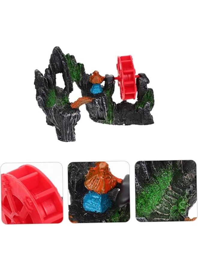 Huangxin Housoutil Aquarium Decoration Water Wheel Rockery for Fish Tank Artificial Landscape Ornament No Deformation Fading for Decor - Image 3